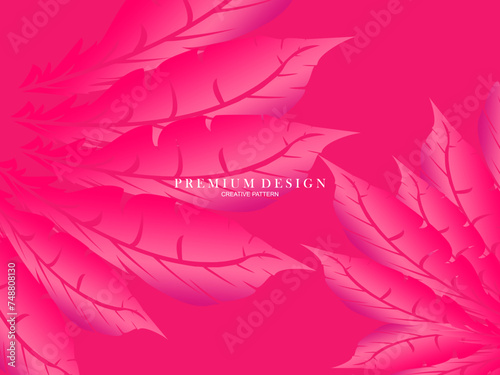 Pink feather premium background. Abstract dynamic composition. Modern vector feather illustration.