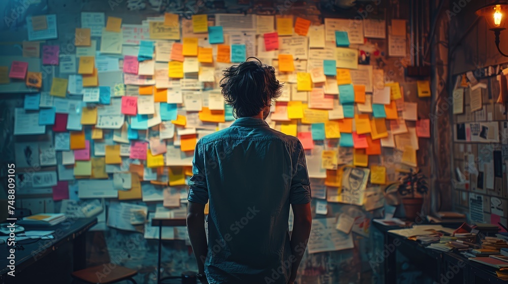 Obraz premium A wall full of ideas comes to life like. Generative Ai