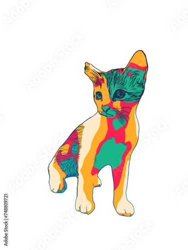 Various colored drawings of kittens