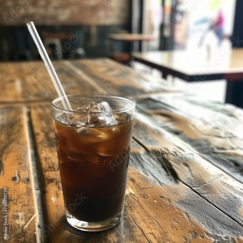 Chilled Iced Coffee on Rustic Table