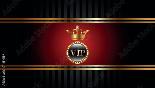 VIP Premium with crown black and red background. Luxury background for casino, theatre, circus, cinemas, bars or restaurants photo