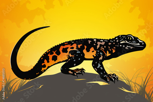 Gecko lizard or salamander silhouette.