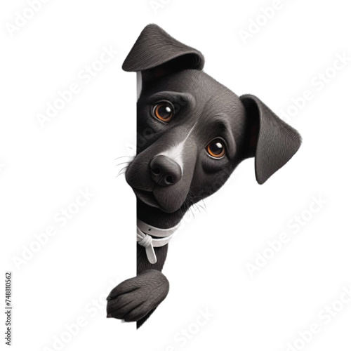 A Watercolor Dog Peeking Around Corner Clipart