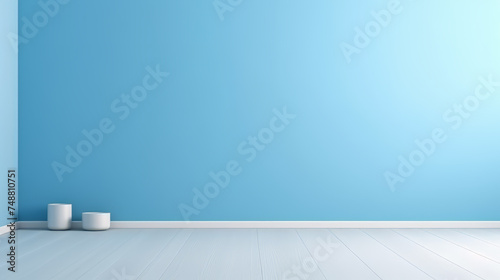 Light blue wall and floor background  stage for product demonstration