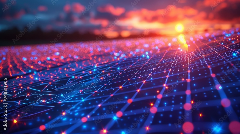 Solar Power Abstract An abstract blue solar battery, solar panel, and renewable energy ...