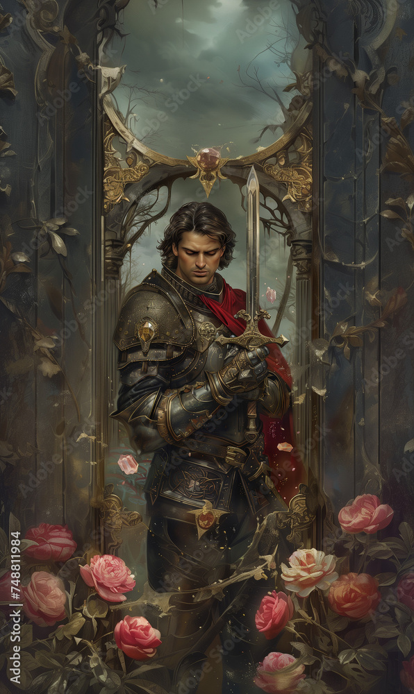 prince charming in armor - fantasy illustration - generative ai