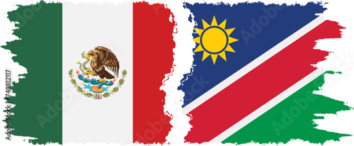 Namibia and Mexico grunge flags connection vector