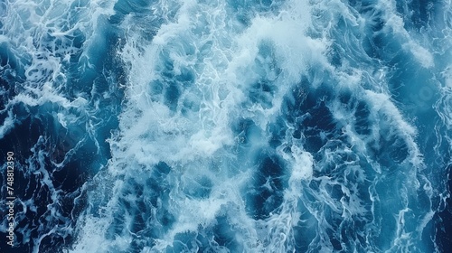 Aerial view of intense ocean waves