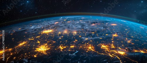 The earth at night as seen from space. 