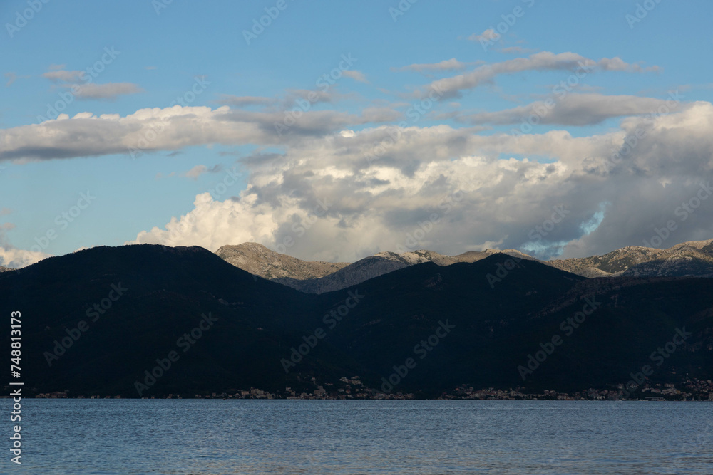 Mountain landscape on a sunny day. Montenegro, Dinaric Alps, view of the peaks of Mount Lovcen.