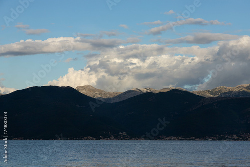 Mountain landscape on a sunny day. Montenegro, Dinaric Alps, view of the peaks of Mount Lovcen.