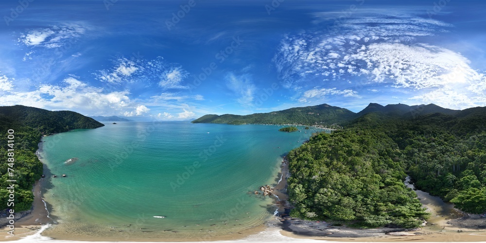 Fototapeta premium 360 aerial photo taken with drone over beach next to ruins