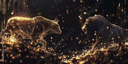 Bull market, bull run invesment concept for financial investment stock exchange, crytocurrency, forex concept.