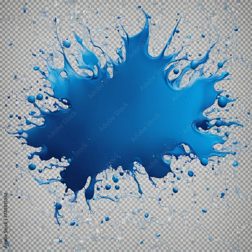 Fototapeta premium generative ai blue splash paint stains on transparent background.
