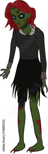 Zombie isolated on a white background cartoon style vector illustration