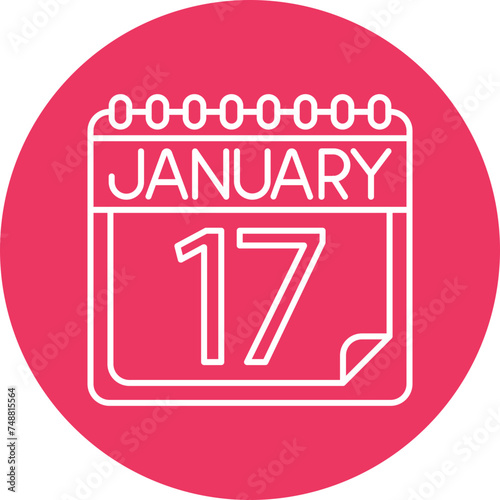 January Vector Line Circle Icon Design photo