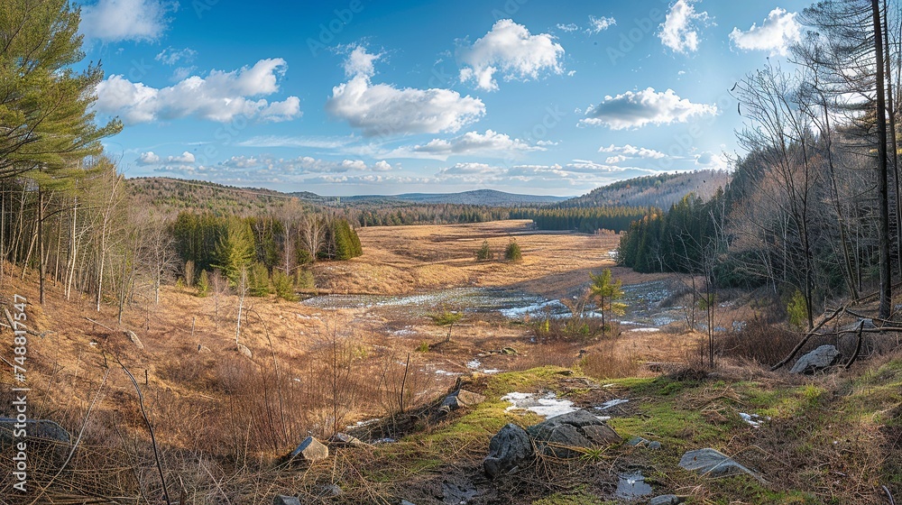 Winter to Spring Landscape Transition Panorama
Winter to Spring Landscape Transition Panorama