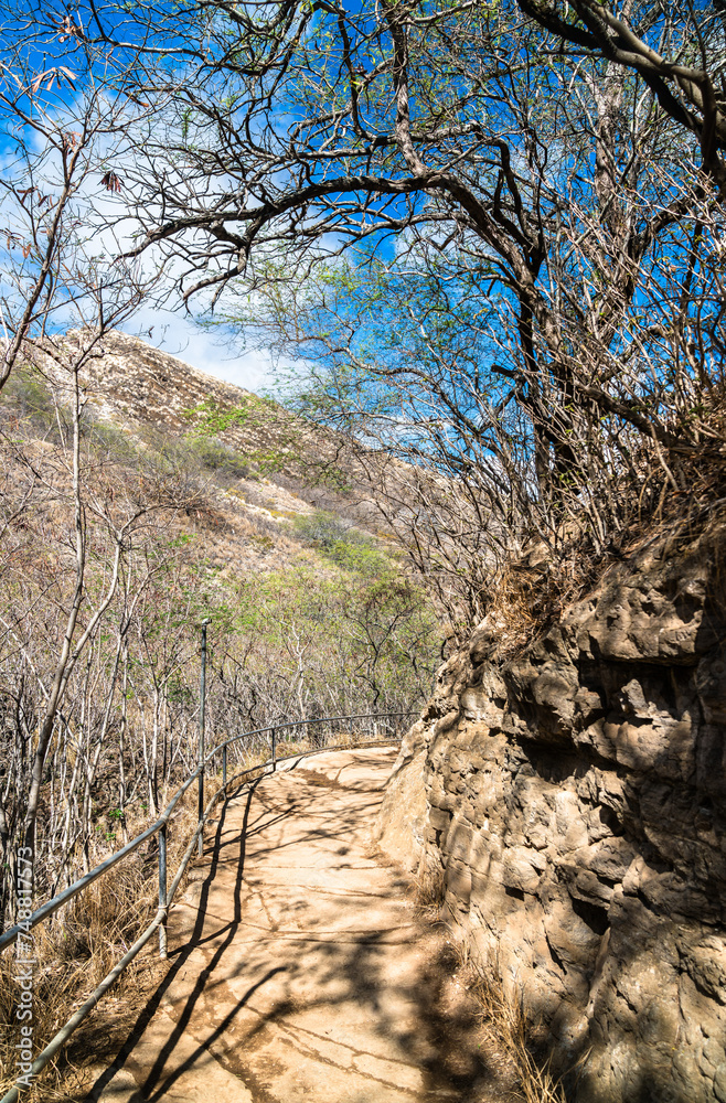 Diamond Head Lookout Trail on Oahu Island in Hawaii Diamond Head Lookout Trail on Oahu Island in Hawaii