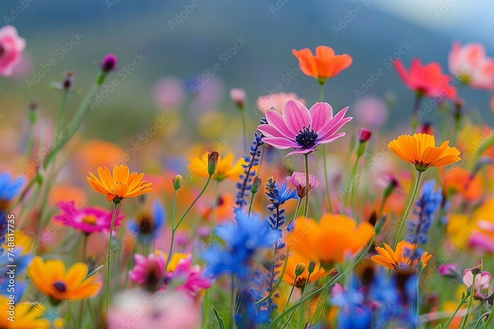 Wildflower Field in Full Bloom Close-Up

