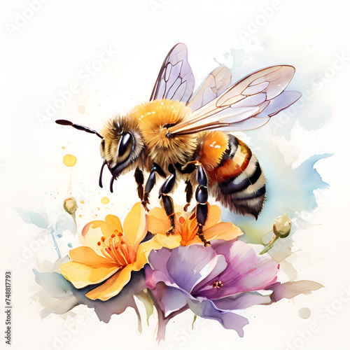 Watercolor bee, generaitve ai