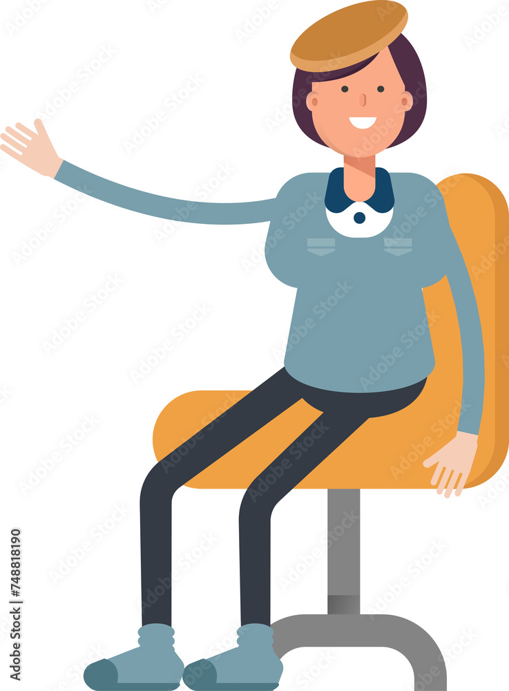 Girl Student Character Sitting on Office Chair
Girl Student Character Sitting on Office Chair