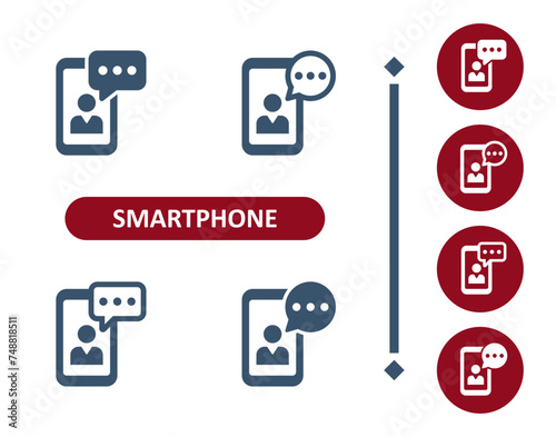 Smartphone Icons. Mobile Phone, Telephone, Phone Call, Video Call, Streaming, Streamer, Video Icon
