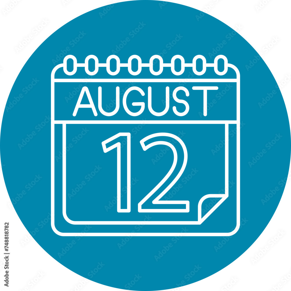 August Vector Line Circle Icon August Vector Line Circle Icon
