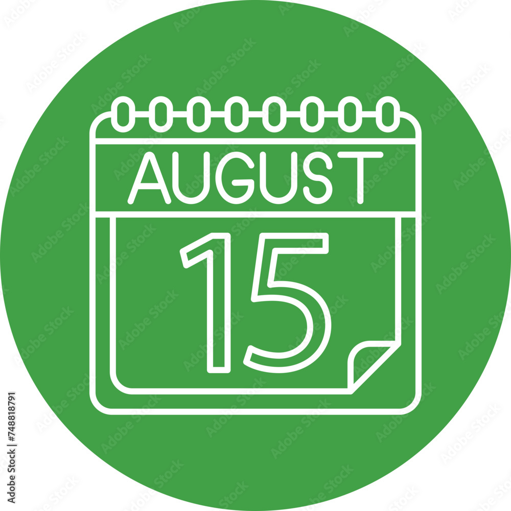 August Vector Line Circle Icon