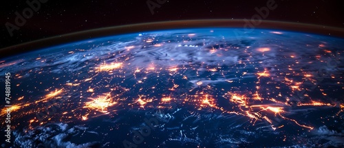 An Internet business marketing technology image of an earthly global network for telecommunication on the internet and blockchain, as well as the Internet of Things. NASA provided components of this
