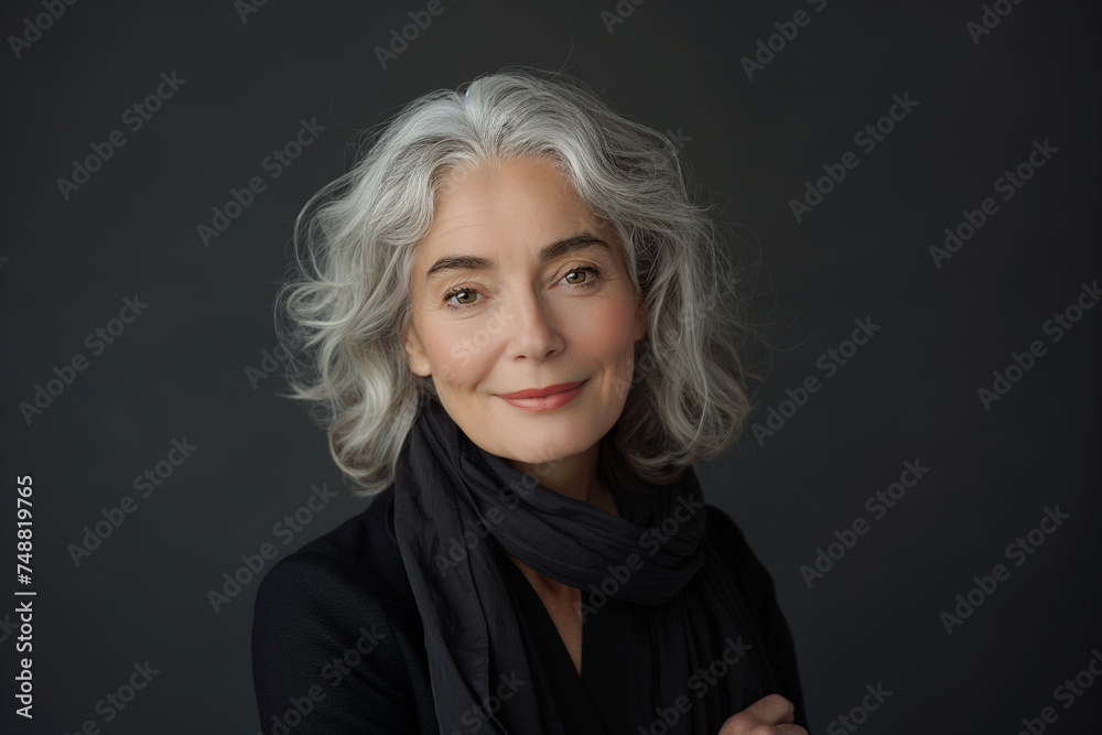 Portrait of a woman with grey hair