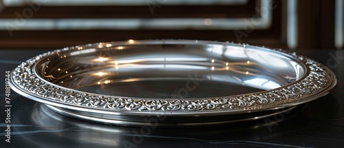 Passover seder plate in silver photo