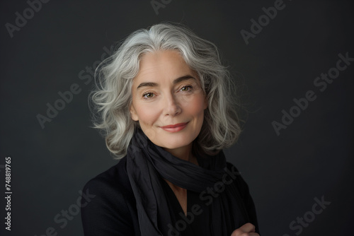 Portrait of a woman with grey hair