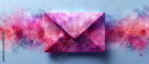 Symbol of email inbox. Concept of email mailbox, sent notice, message received, correspondence, address contact. Abstract digital polygonal illustration.