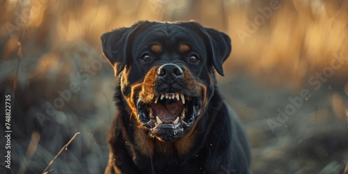 angry rottweiler dog barking Generative AI