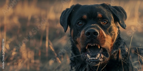 angry rottweiler dog barking Generative AI