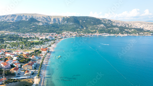 Drone view near Baška Beach, Croatia