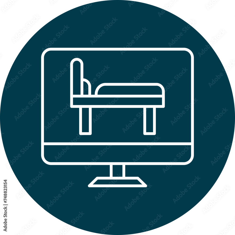 Tv Monitor Vector Line Circle Icon Tv Monitor Vector Line Circle Icon