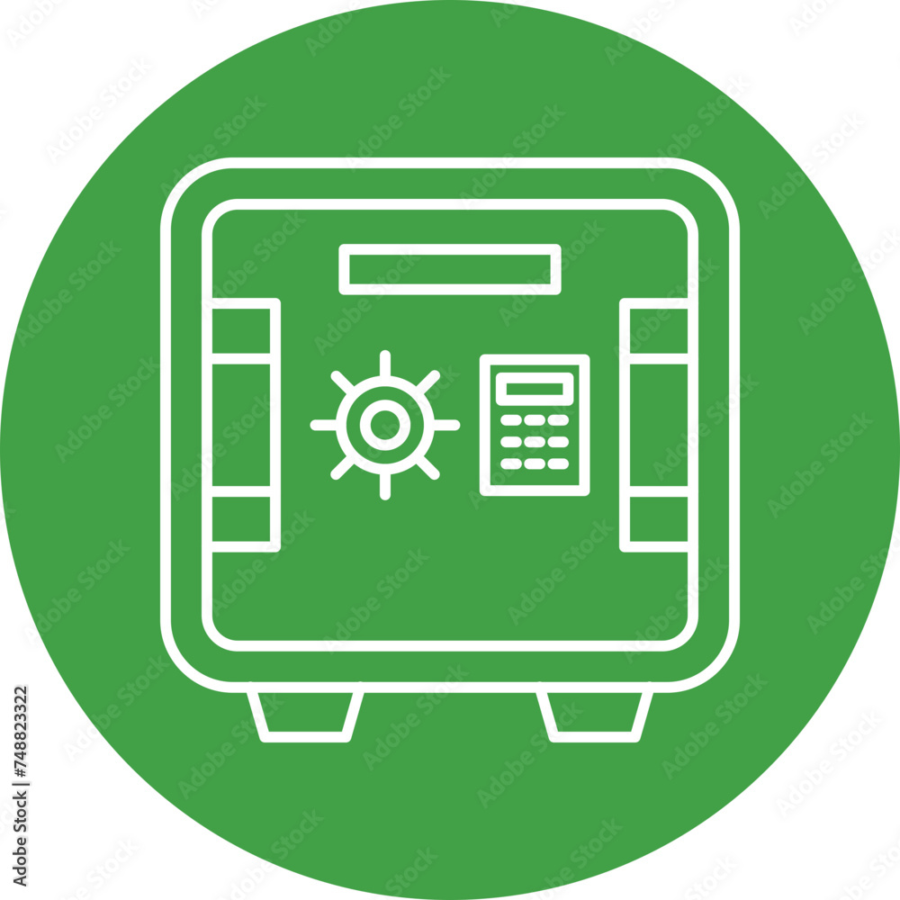 Safe Box Vector Line Circle Icon Safe Box Vector Line Circle Icon