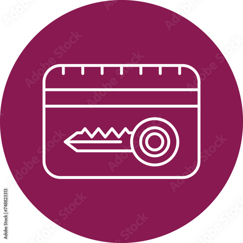 Card Key Vector Line Circle Icon