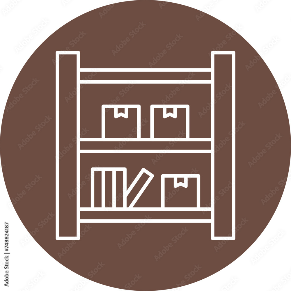 Shelves Vector Line Circle Icon Design Shelves Vector Line Circle Icon Design