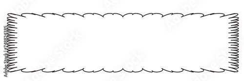 Scalloped wavy doodle line frame. Hand drawn wave rectangle border. Funky text box background. Pop vintage groovy frame. Vector illustration. Doodle vector illustration isolated on white background.