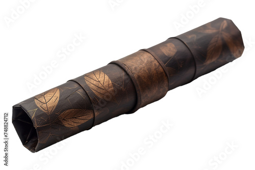 a single empty close mockup tube of brown color with a leaf design on it, isolated on transparent background, png file