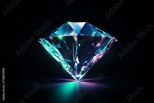 a diamond  beautiful  neon  dark background