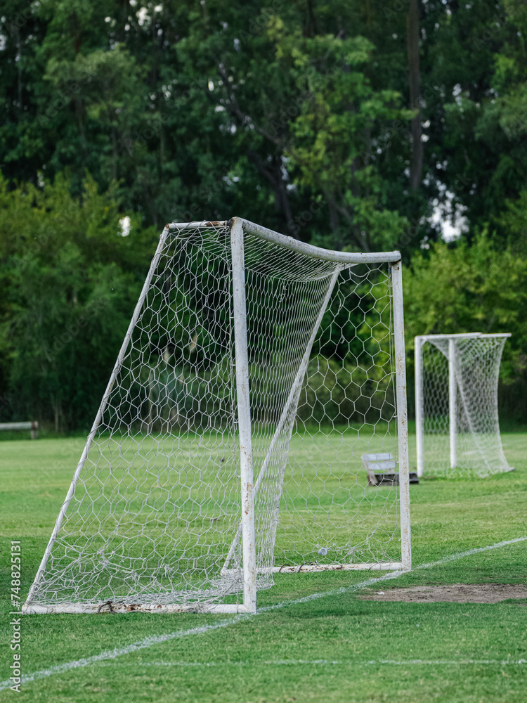 Fototapeta premium Arco de futbol con red