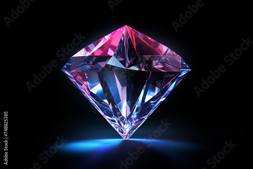 a diamond, beautiful, neon, dark background