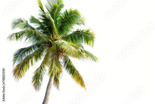 A white background shows coconut palm trees