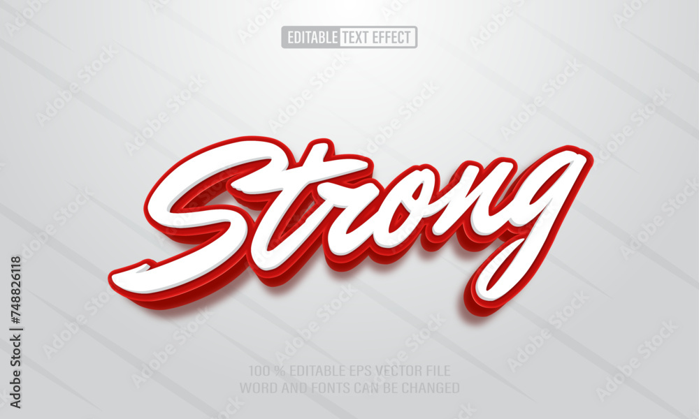 Editable 3d text style effect - Strong text effect Template