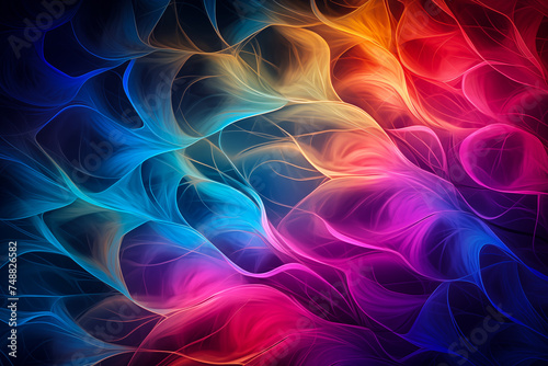 Colorful glowing neural patterns or neural networks. Illustration of human and artificial intelligence.