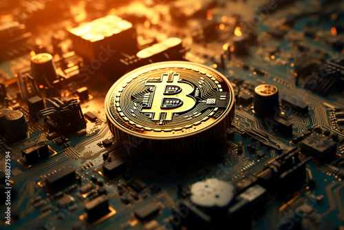 Fading digital currency in a dark dystopian future economy photo
