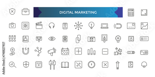 Digital marketing set of web icons in line style. Marketing icons for web and mobile app.